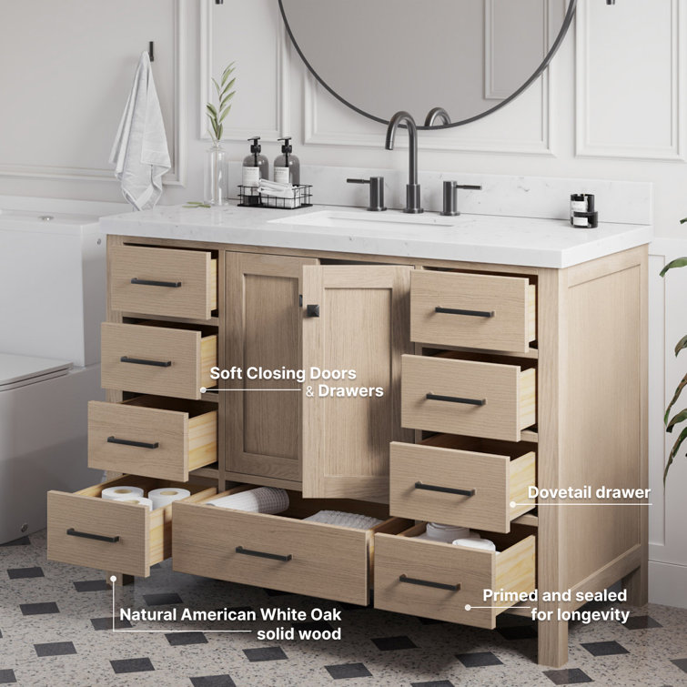 Cambridge 48.25" Oak Single Sink Vanity with Quartz Top