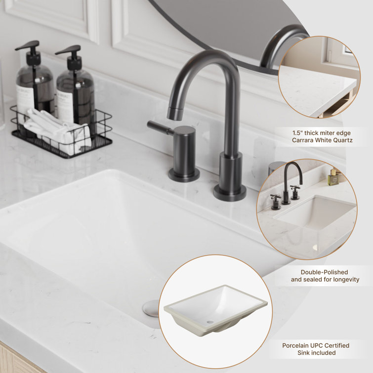 Cambridge 48.25" Oak Single Sink Vanity with Quartz Top