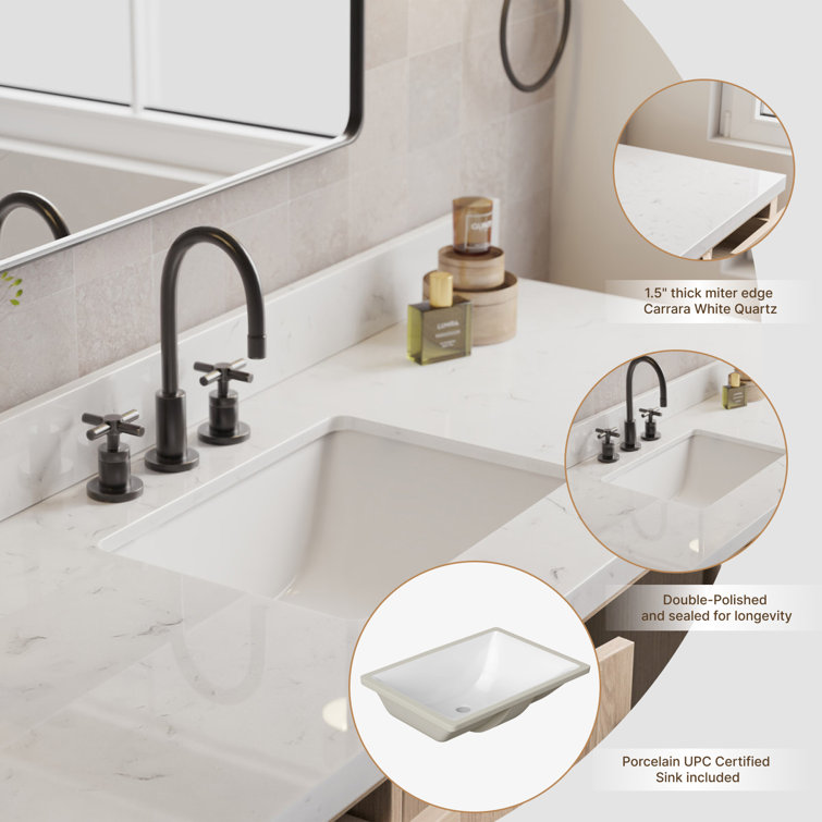 Cambridge 60.25'' Oak Single Sink Vanity with Quartz Top