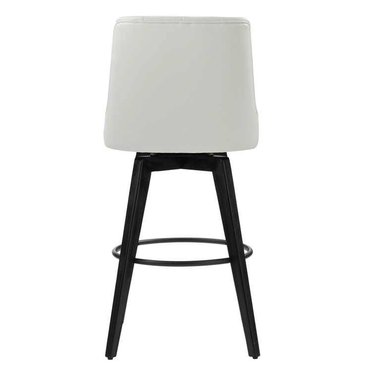 White Faux Leather Swivel Counter Stools with Black Legs