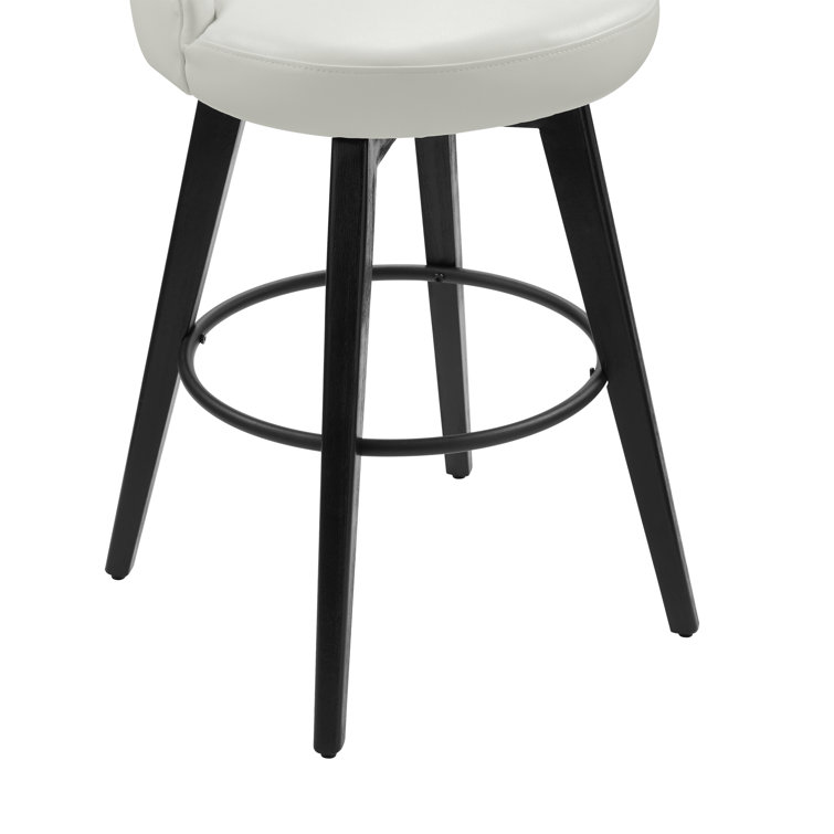 White Faux Leather Swivel Counter Stools with Black Legs