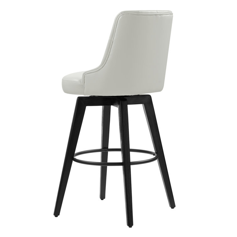 White Faux Leather Swivel Counter Stools with Black Legs