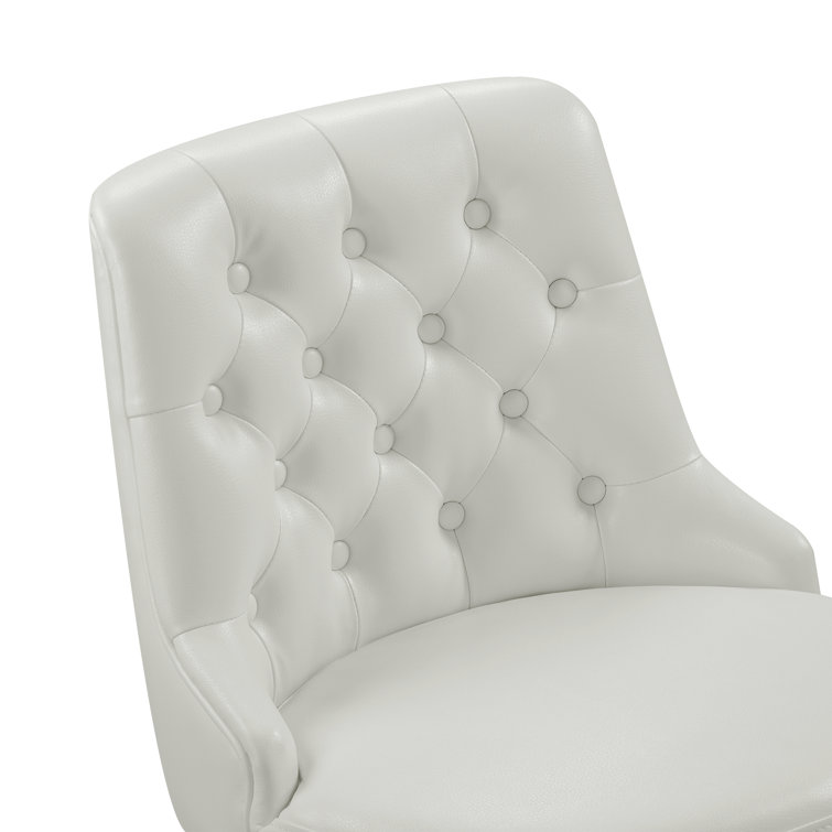 White Faux Leather Swivel Counter Stools with Black Legs