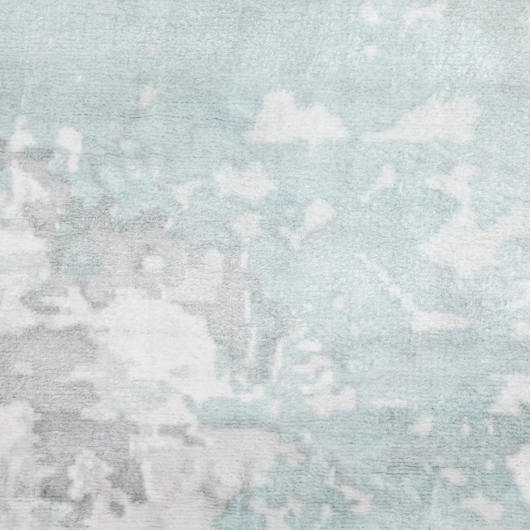 Denali Blue Abstract Hand-Knotted Viscose Area Rug