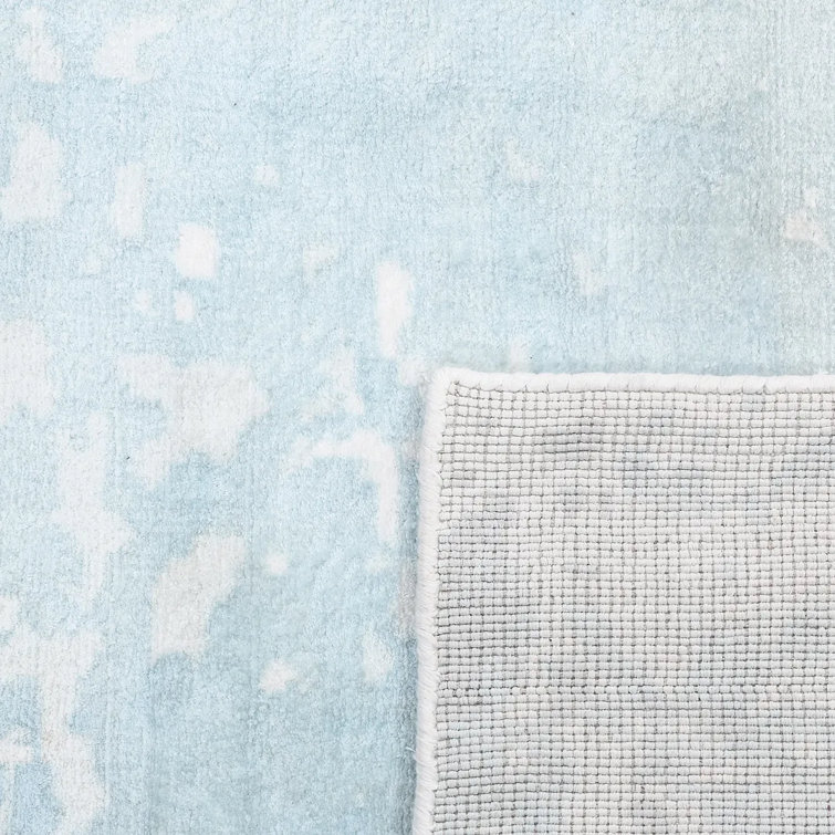 Denali Blue Abstract Hand-Knotted Viscose Area Rug