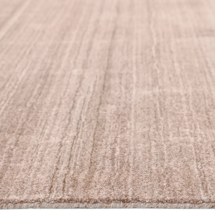 Solo Harbor Hand-Knotted Caramel Stripe Wool-Viscose 9' x 12' Area Rug