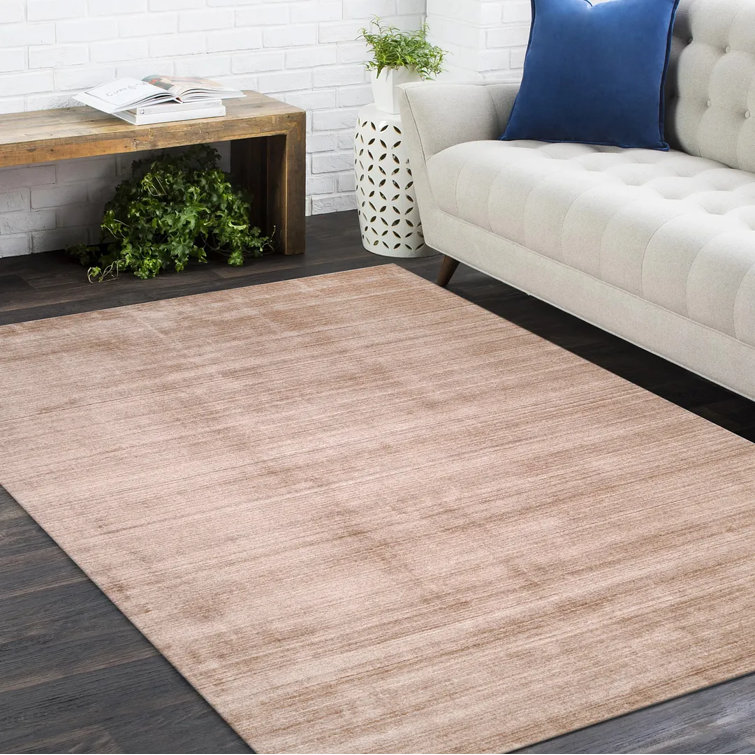 Solo Harbor Hand-Knotted Caramel Stripe Wool-Viscose 9' x 12' Area Rug