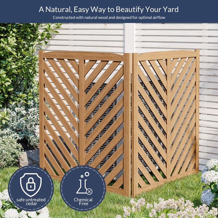 Brown Fir Wood Outdoor Privacy Fence Panels, 41" H x 36" L