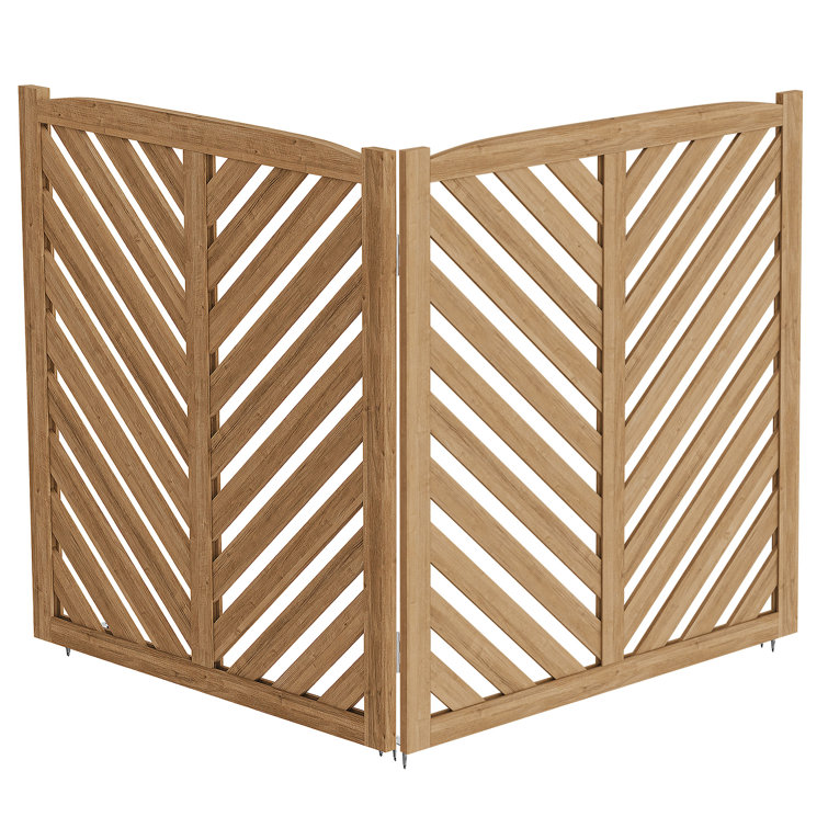 Brown Fir Wood Outdoor Privacy Fence Panels, 41" H x 36" L
