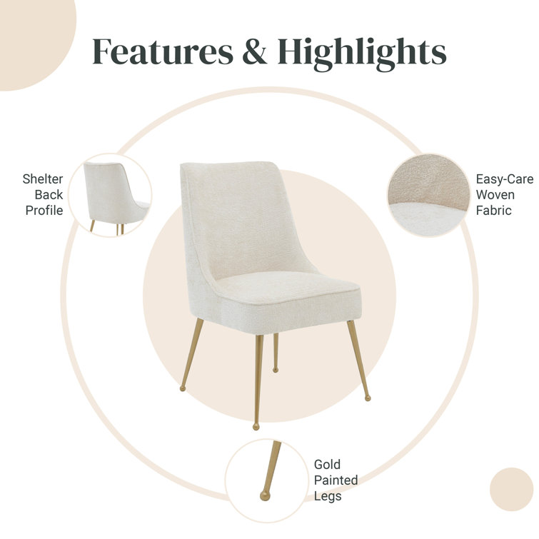 Opus Cream Upholstered Side Chair with Brass Metal Legs