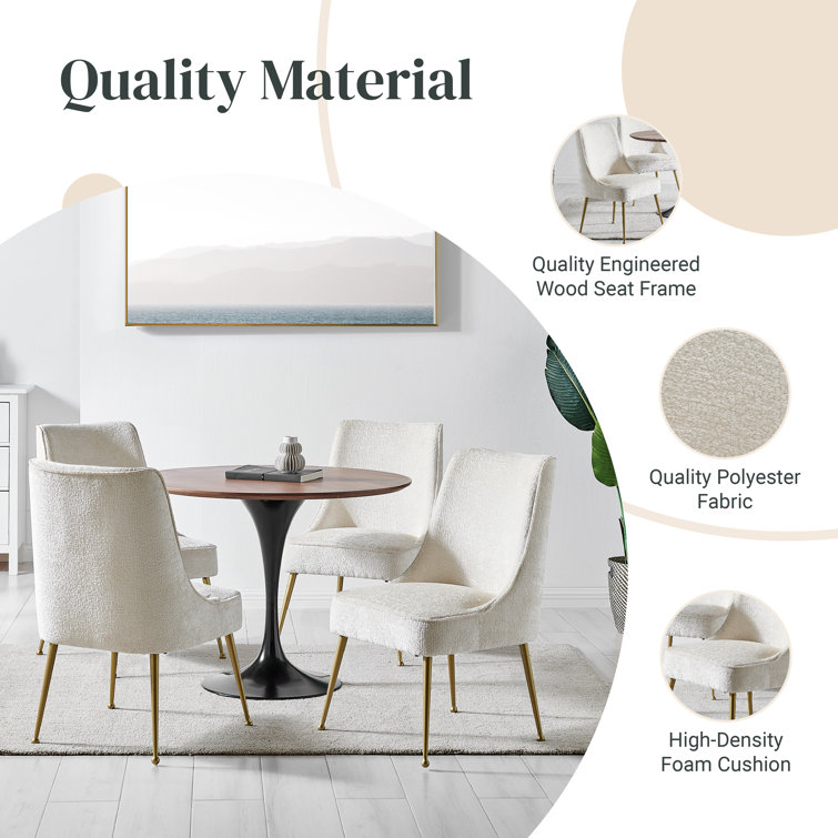 Opus Cream Upholstered Side Chair with Brass Metal Legs