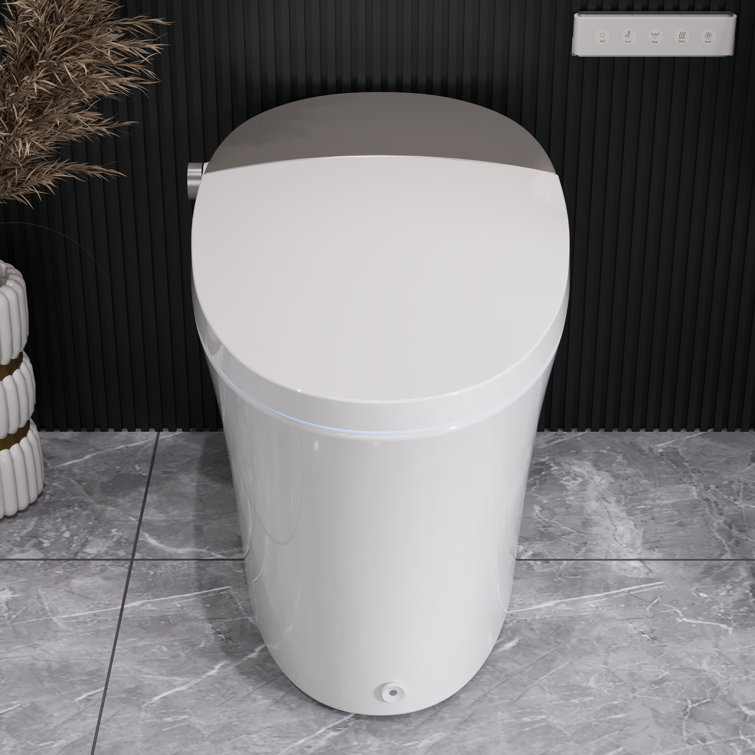 Elongated White Ceramic Smart Bidet Toilet with Heated Seat