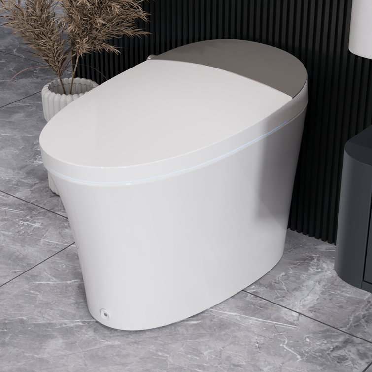 Elongated White Ceramic Smart Bidet Toilet with Heated Seat