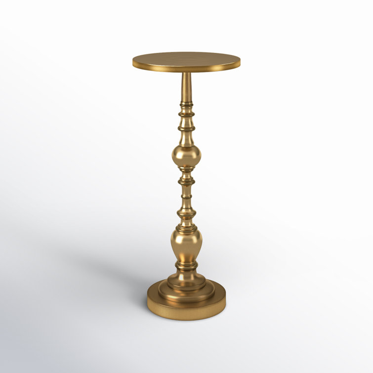 Millender Round Antique Gold Aluminum Pedestal End Table