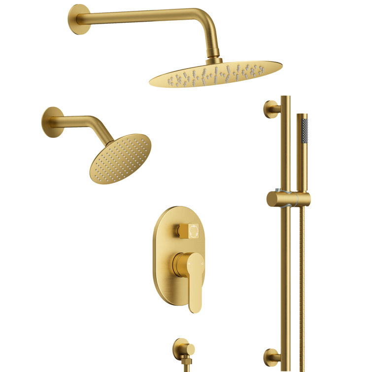 Brushed Gold Dual Head Stainless Steel Shower System with Handheld