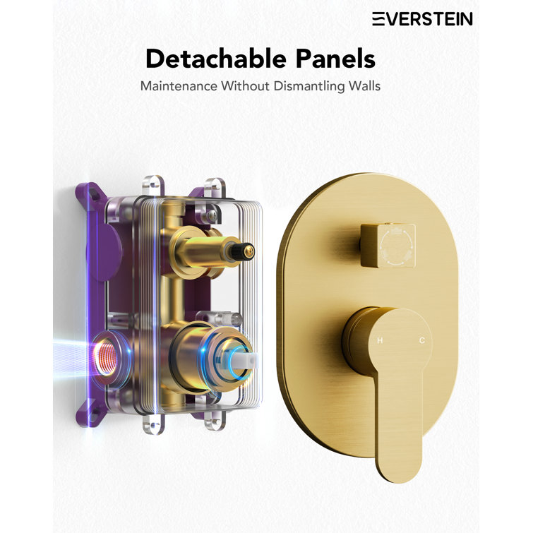 Brushed Gold Dual Head Stainless Steel Shower System with Handheld