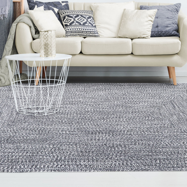 Charcoal-White Braided Reversible Indoor/Outdoor Area Rug, 5' x 8'