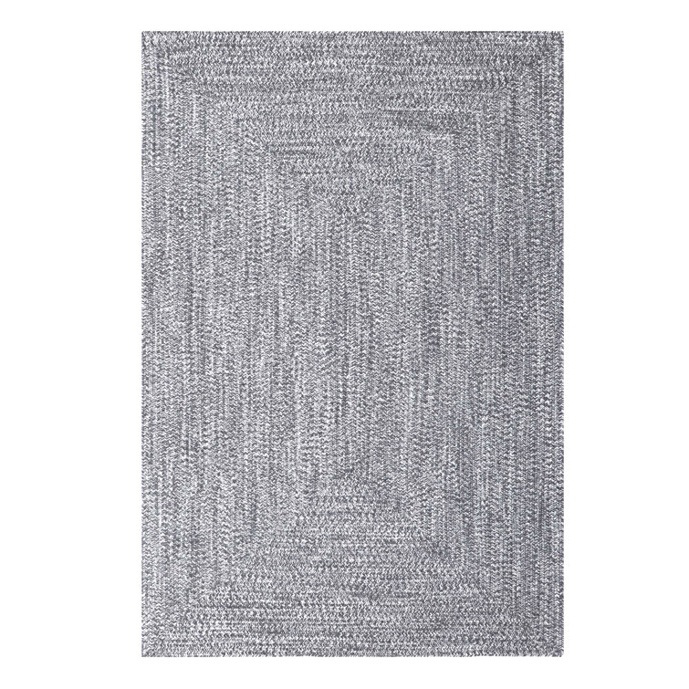 Charcoal-White Braided Reversible Indoor/Outdoor Area Rug, 5' x 8'