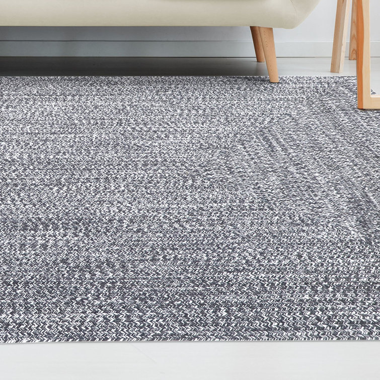 Charcoal-White Braided Reversible Indoor/Outdoor Area Rug, 5' x 8'