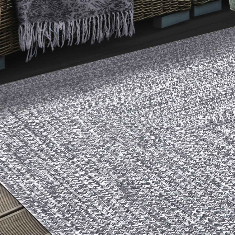 Charcoal-White Braided Reversible Indoor/Outdoor Area Rug, 5' x 8'