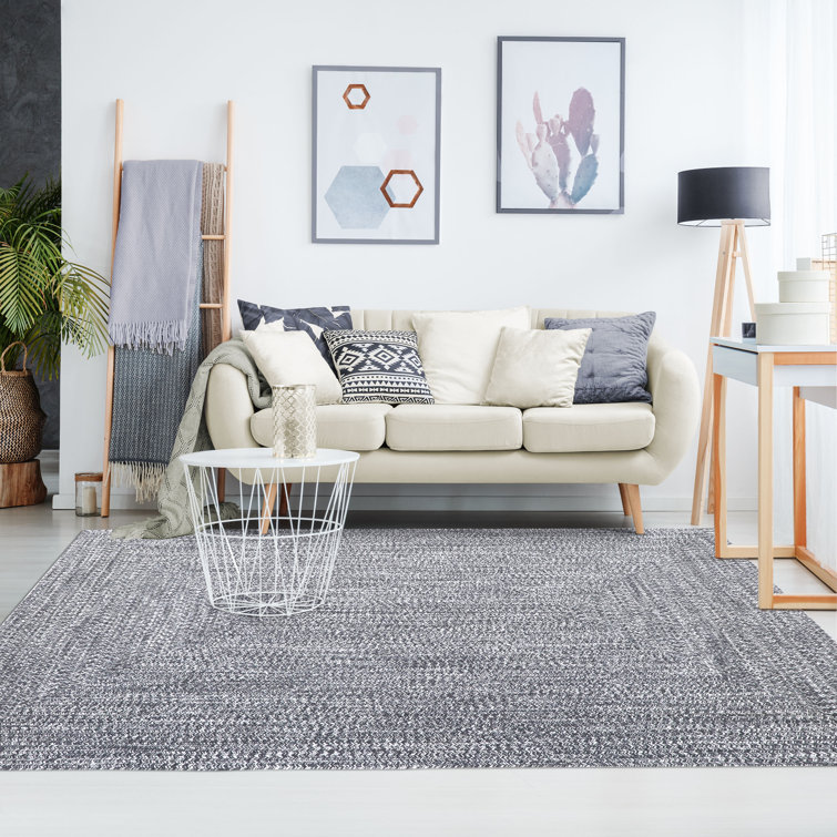 Charcoal-White Braided Reversible Indoor/Outdoor Area Rug, 5' x 8'