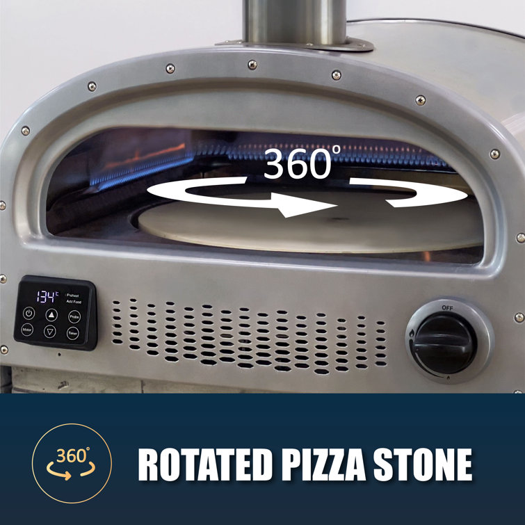 96 Inch Gray Stone Stainless Steel Propane Grill Island with Rotisserie