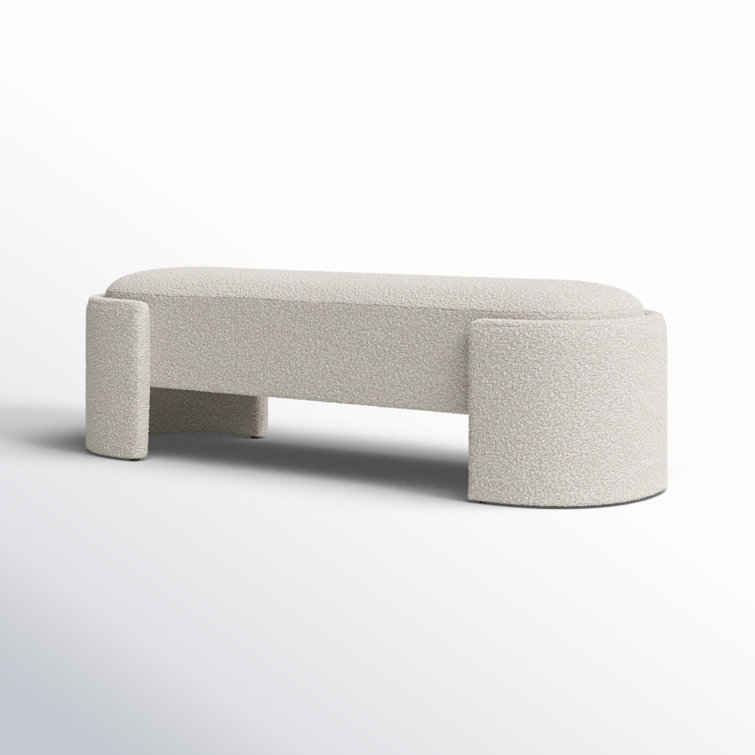 Off-White Boucle Fabric Sled Leg Bench