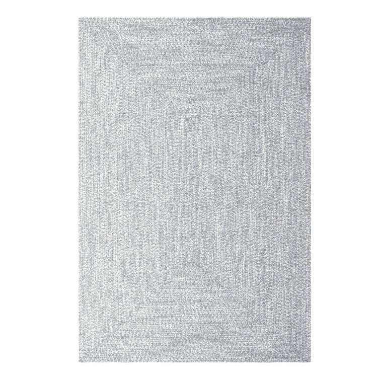 Slate and White Braided Reversible 8' x 10' Area Rug