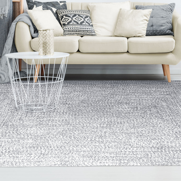 Slate and White Braided Reversible 8' x 10' Area Rug