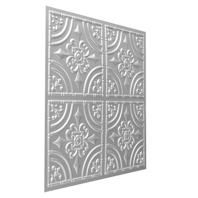 Silver 24" x 24" PVC Glue-Up Ceiling Tile