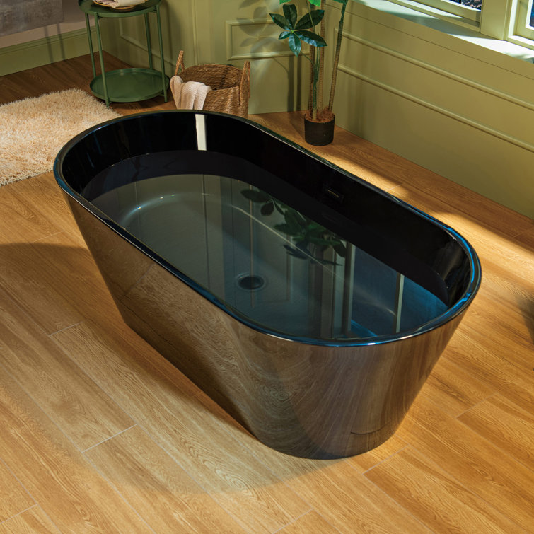 67'' Black Acrylic Freestanding Double Slipper Soaking Tub