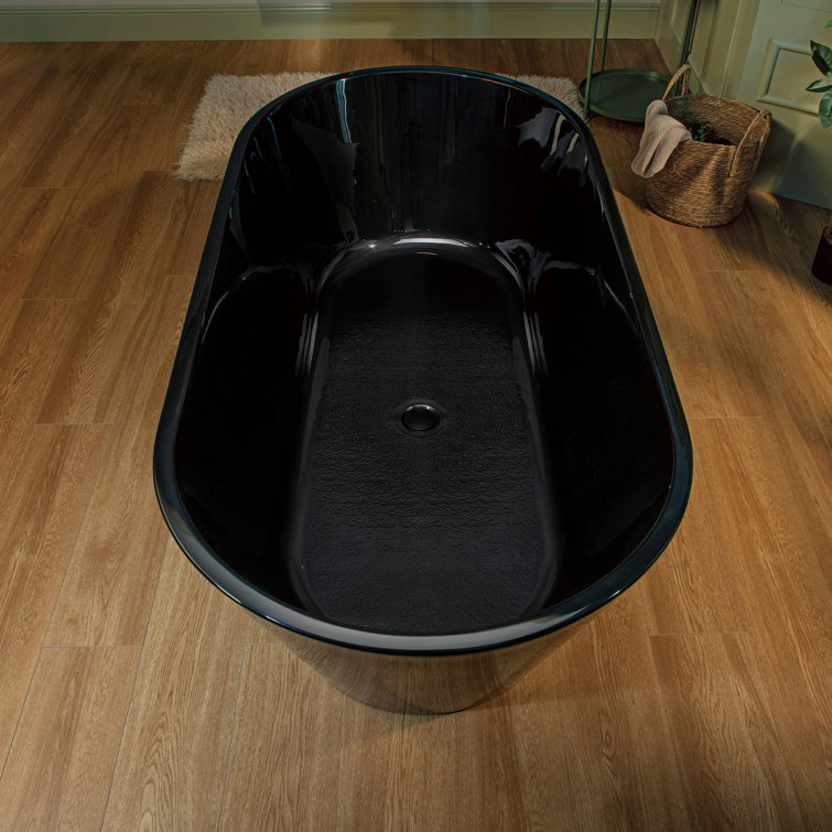 67'' Black Acrylic Freestanding Double Slipper Soaking Tub