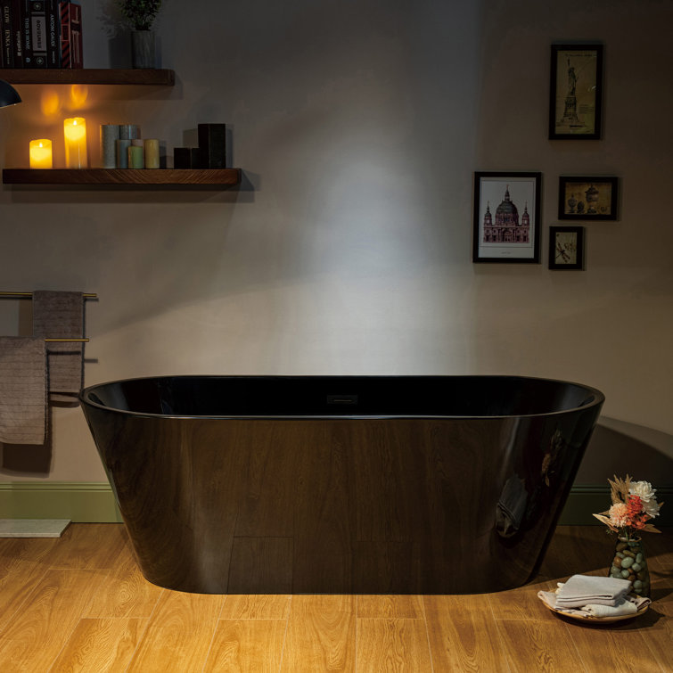 67'' Black Acrylic Freestanding Double Slipper Soaking Tub