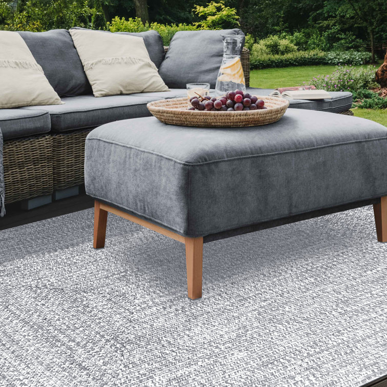 Slate and White Braided Reversible 8' x 10' Area Rug