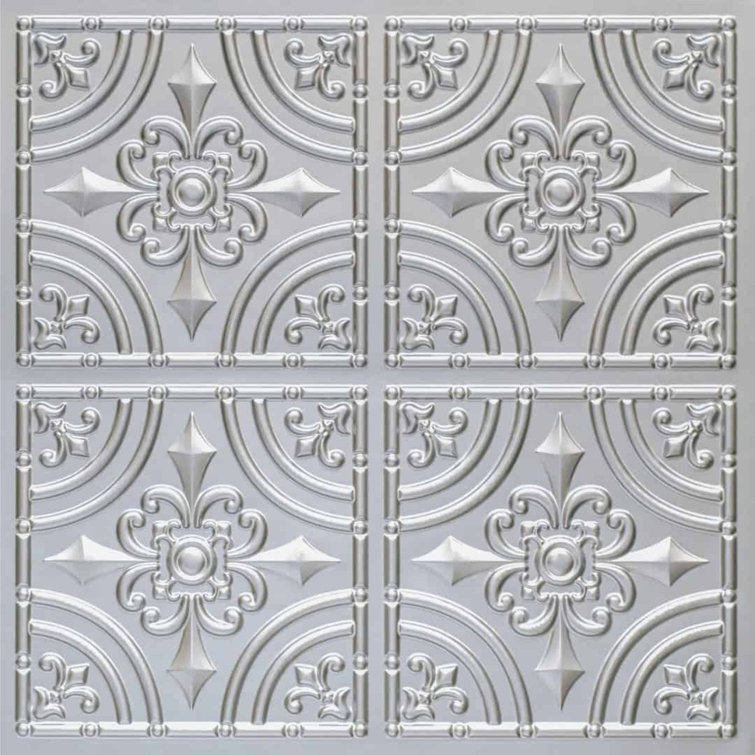 Silver 24" x 24" PVC Glue-Up Ceiling Tile