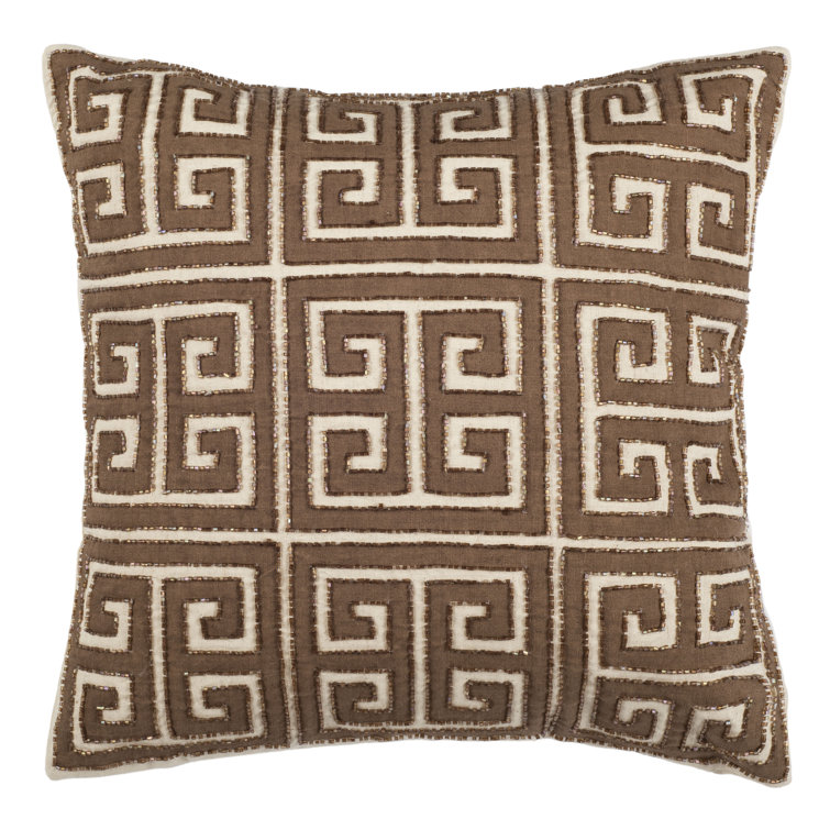 Square Embroidered Natural Hemp Throw Pillows Set