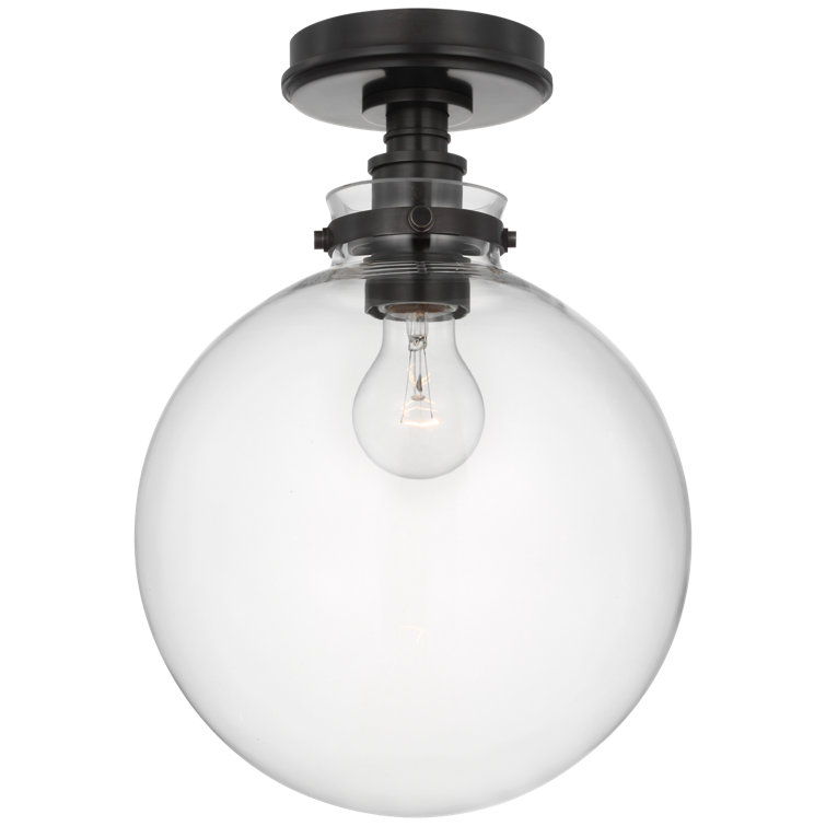 Bronze and Clear Glass Globe LED Flush Mount