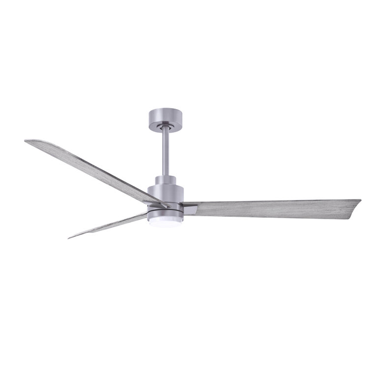 56" Brushed Nickel and Barn Wood Tone Ceiling Fan with LED Light