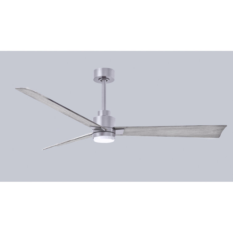 56" Brushed Nickel and Barn Wood Tone Ceiling Fan with LED Light