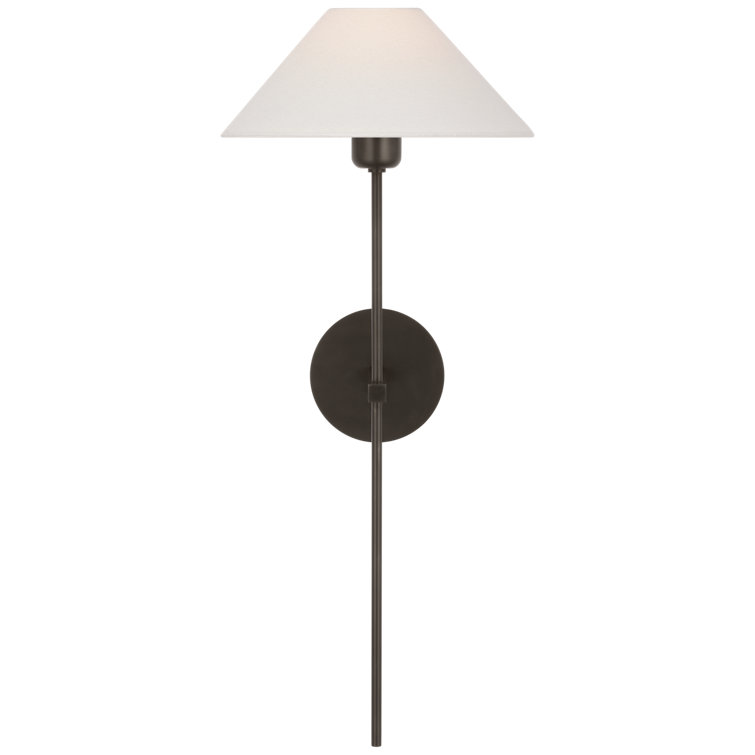 Polished Nickel 25" Minimalist Wall Sconce with Linen Shade