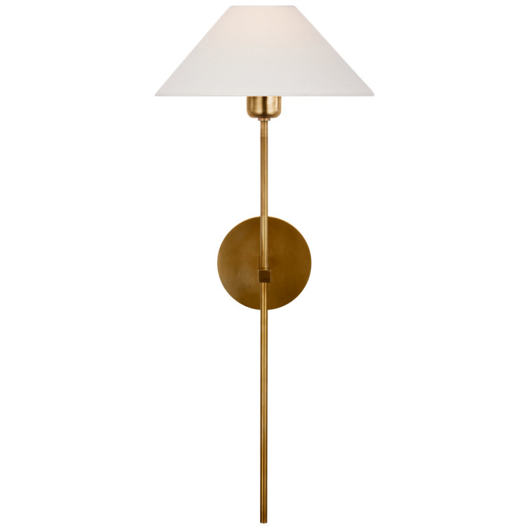Polished Nickel 25" Minimalist Wall Sconce with Linen Shade