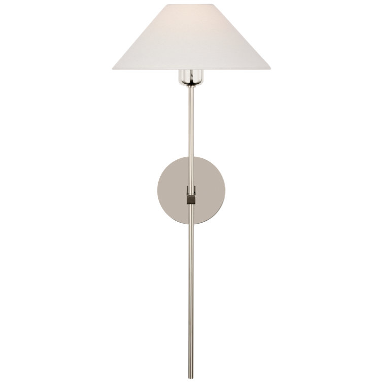 Polished Nickel 25" Minimalist Wall Sconce with Linen Shade