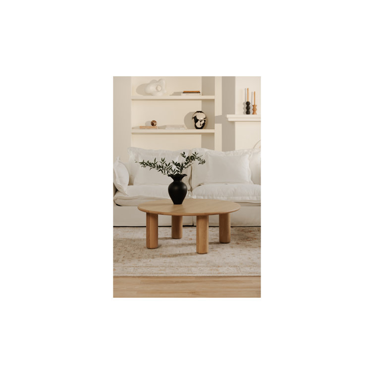 Round Natural Oak Kiln-Dried Wood Coffee Table