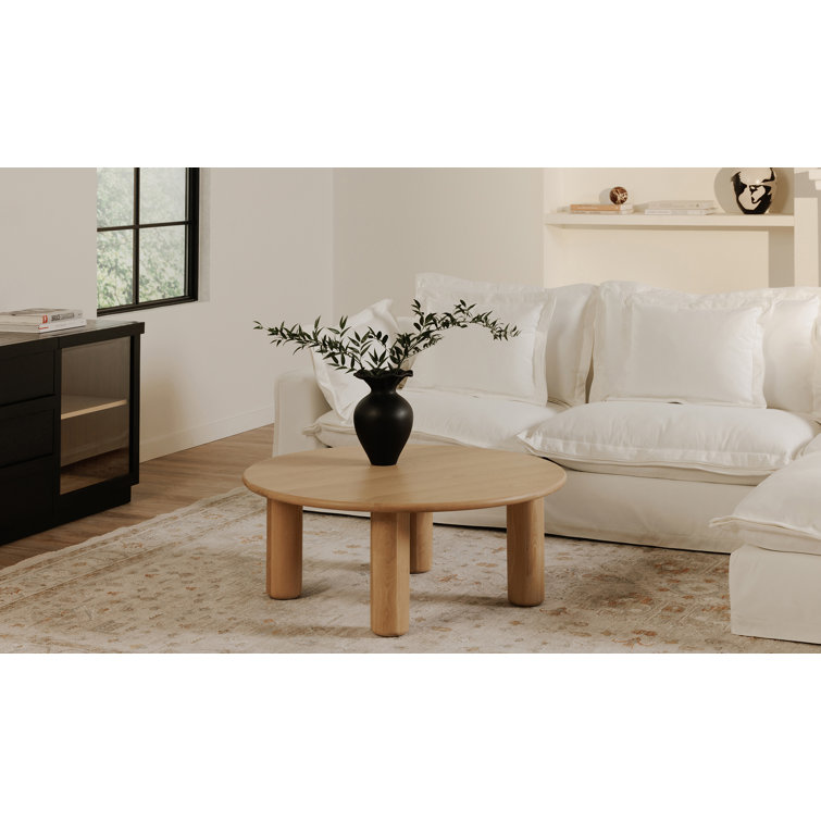 Round Natural Oak Kiln-Dried Wood Coffee Table