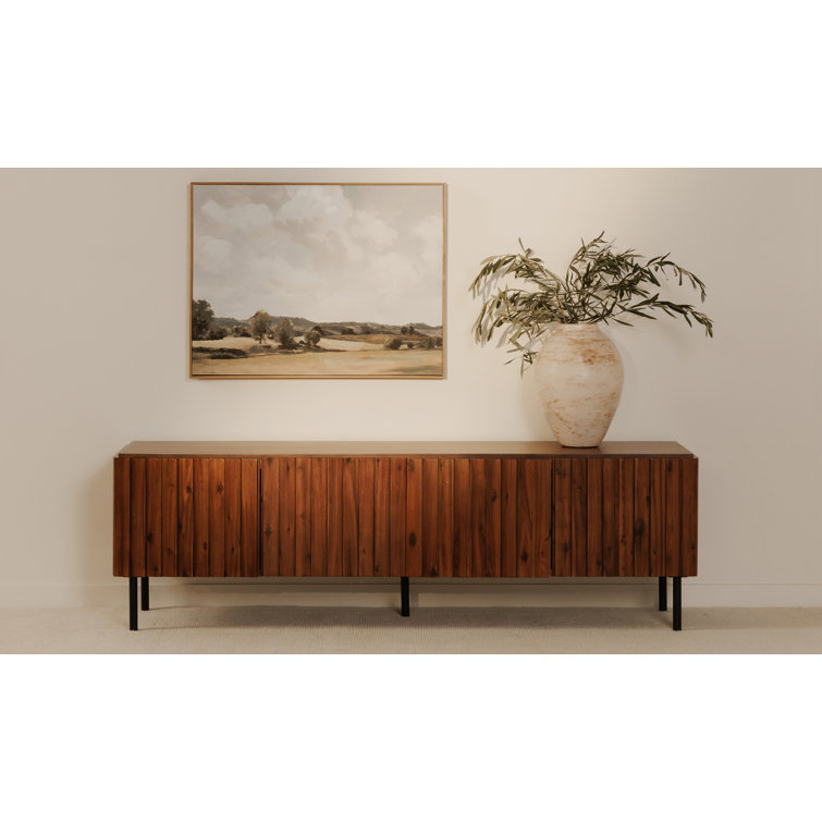 Emelio 74'' Dark Brown Acacia Wood Media Console