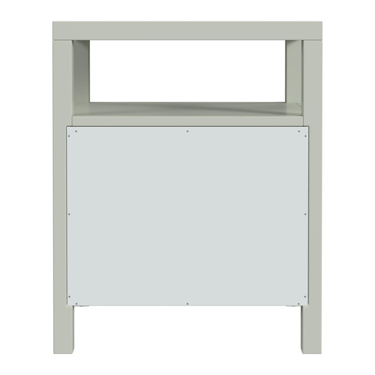 Sage Green 2-Drawer Nightstand with Open Shelf