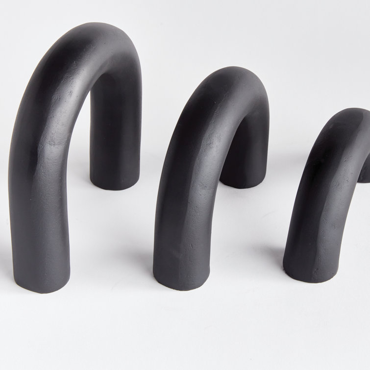 Black Cast Aluminum Abstract Arch Sculptures Set