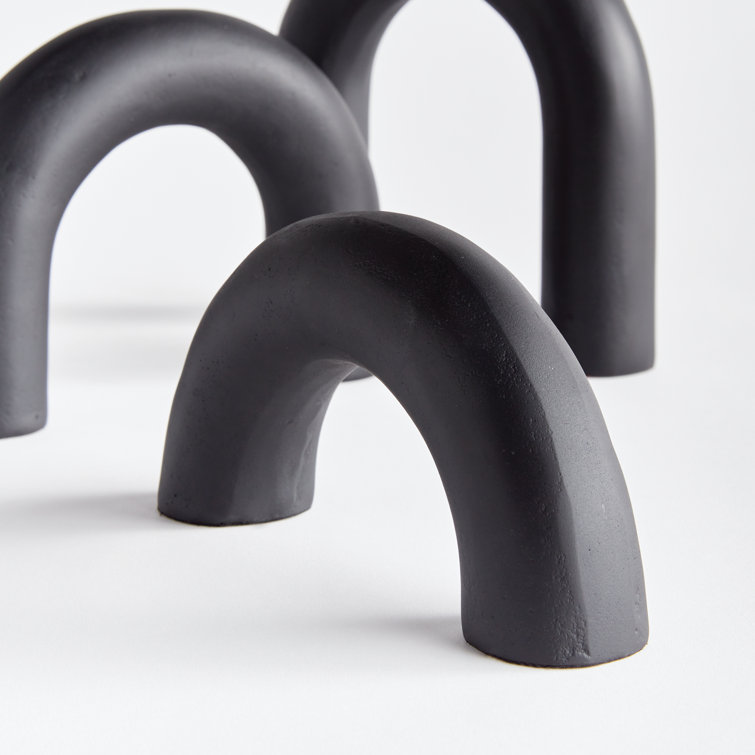 Black Cast Aluminum Abstract Arch Sculptures Set