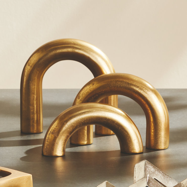 Black Cast Aluminum Abstract Arch Sculptures Set