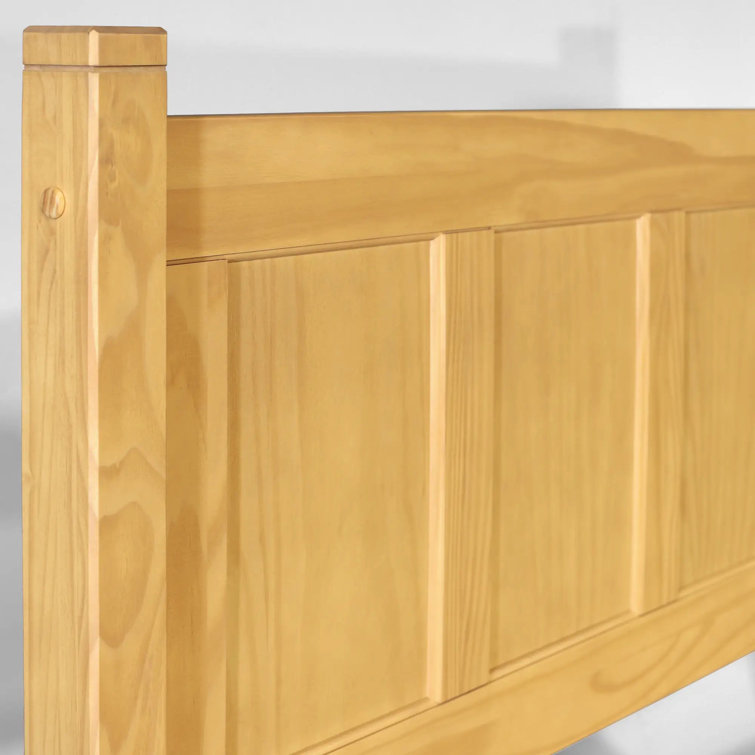 Natural Pine King Size Wood Panel Bed with Headboard